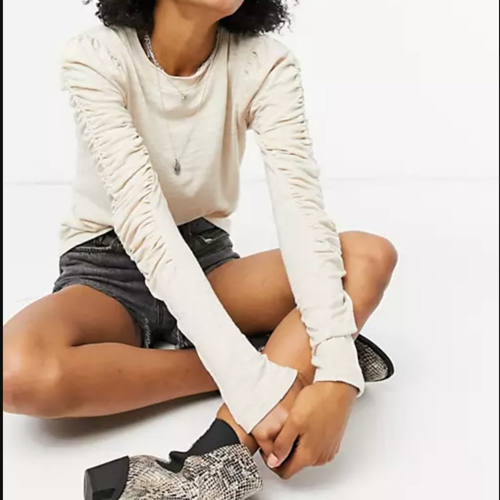 Free People Natasha Ruched Sleeve Top